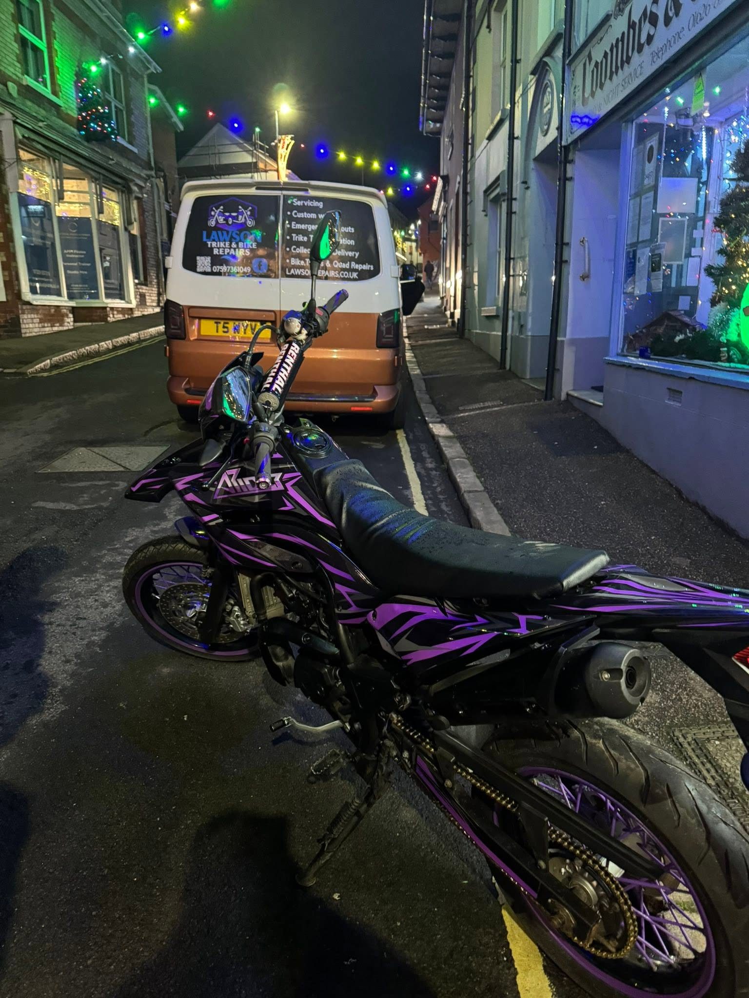 Lawson Trike and Bike Repairs van collecting a bike at night